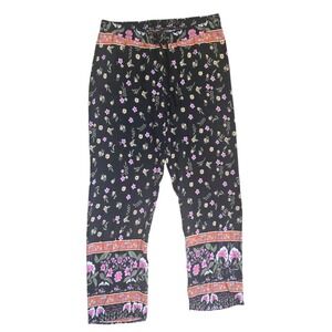 Paparazzi Biz Floral Bohemian Mixed Print Silky Dress Pants Boho Women's Size XL